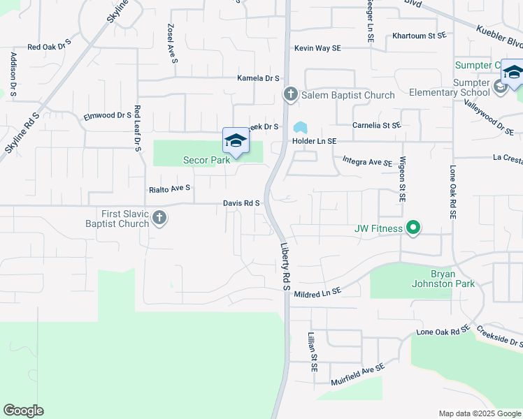 map of restaurants, bars, coffee shops, grocery stores, and more near 1175 Mariel Place South in Salem