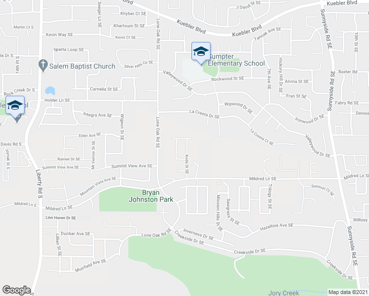 map of restaurants, bars, coffee shops, grocery stores, and more near 5645 Koda Street Southeast in Salem