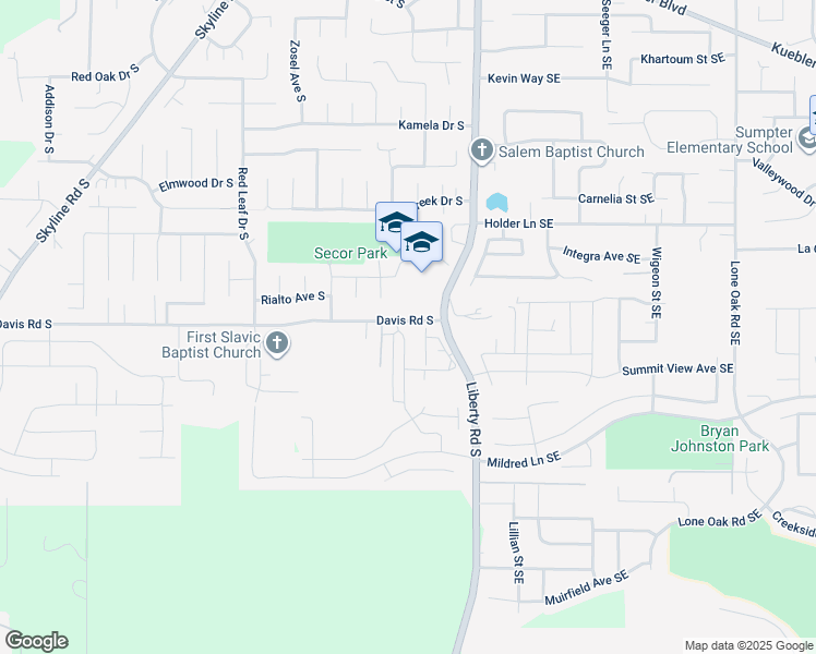 map of restaurants, bars, coffee shops, grocery stores, and more near 5723 Joynak Street South in Salem