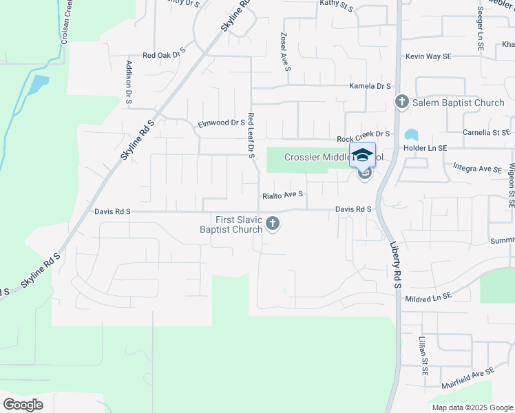 map of restaurants, bars, coffee shops, grocery stores, and more near 5635 Red Leaf Drive South in Salem