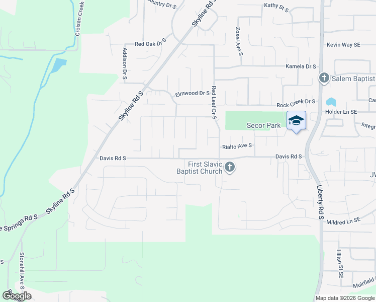 map of restaurants, bars, coffee shops, grocery stores, and more near 5632 Boundary Drive South in Salem