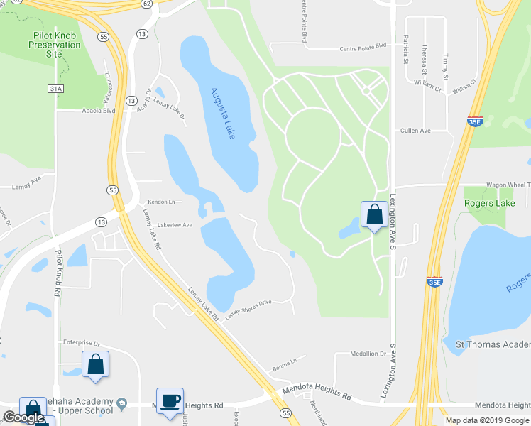 map of restaurants, bars, coffee shops, grocery stores, and more near 2314 Lemay Shores Drive in Mendota Heights