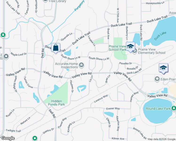 map of restaurants, bars, coffee shops, grocery stores, and more near 7170 Emerald Lane in Eden Prairie