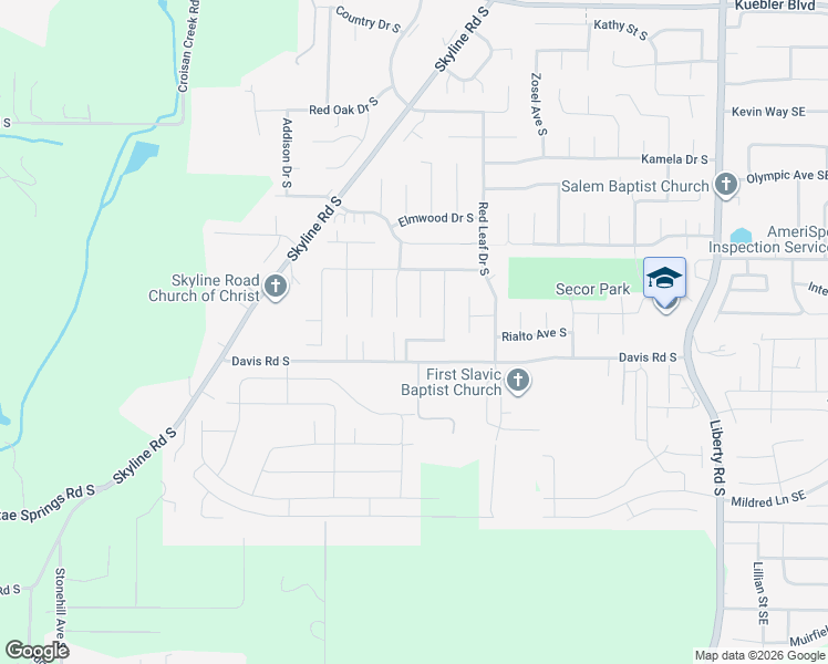 map of restaurants, bars, coffee shops, grocery stores, and more near 5657 Boundary Drive South in Salem