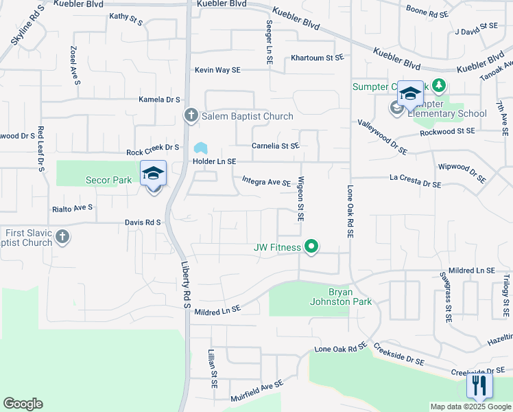 map of restaurants, bars, coffee shops, grocery stores, and more near 229 Eider Avenue Southeast in Salem