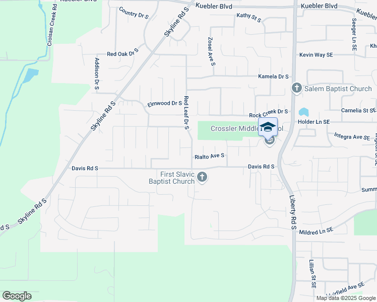 map of restaurants, bars, coffee shops, grocery stores, and more near 5635 Red Leaf Drive South in Salem
