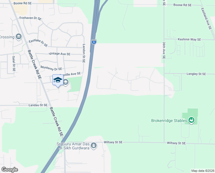 map of restaurants, bars, coffee shops, grocery stores, and more near 3585 Serenity Drive Southeast in Salem