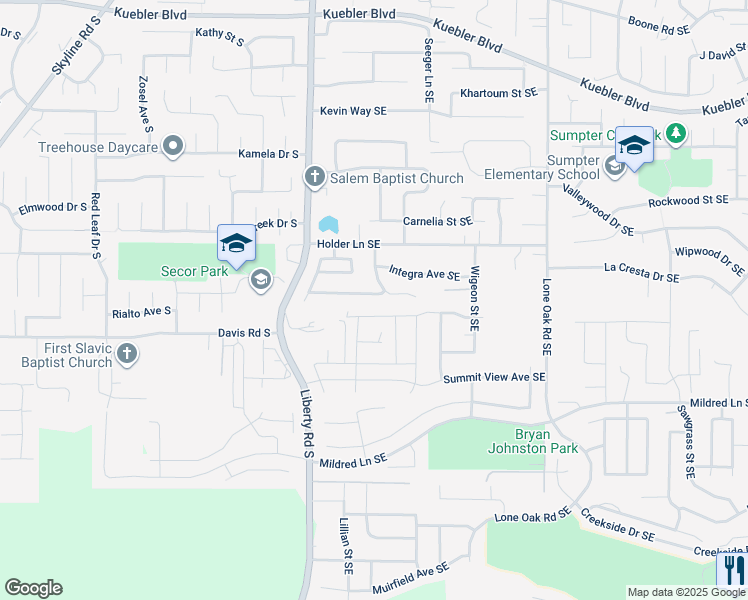 map of restaurants, bars, coffee shops, grocery stores, and more near 178 Rolling Hills Avenue Southeast in Salem