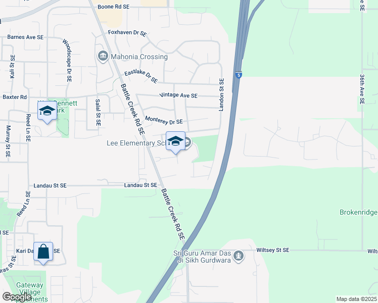 map of restaurants, bars, coffee shops, grocery stores, and more near 5650 Venice Avenue Southeast in Salem
