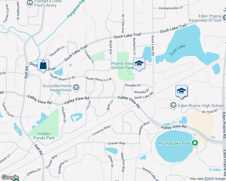 map of restaurants, bars, coffee shops, grocery stores, and more near 17641 South Shore Lane West in Eden Prairie