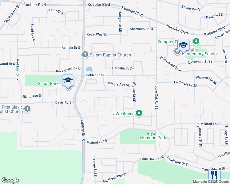 map of restaurants, bars, coffee shops, grocery stores, and more near 229 Eider Avenue Southeast in Salem