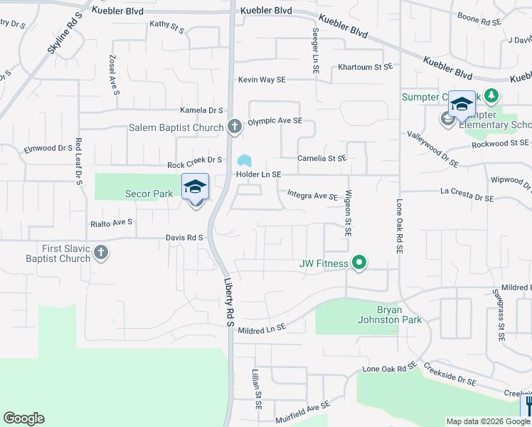 map of restaurants, bars, coffee shops, grocery stores, and more near 178 Rolling Hills Avenue Southeast in Salem