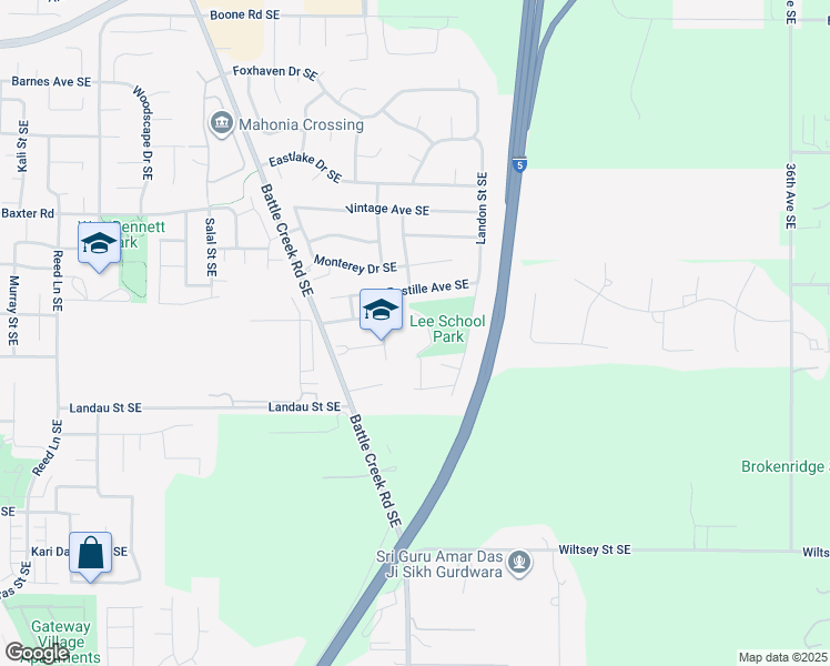 map of restaurants, bars, coffee shops, grocery stores, and more near 5650 Venice Avenue Southeast in Salem
