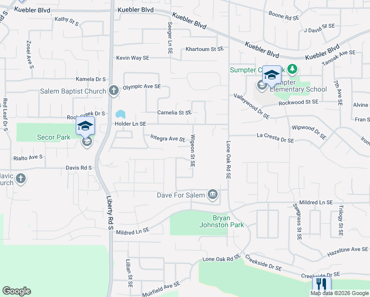 map of restaurants, bars, coffee shops, grocery stores, and more near 273 Eider Avenue Southeast in Salem