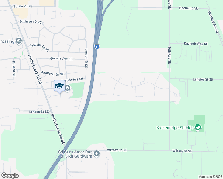 map of restaurants, bars, coffee shops, grocery stores, and more near 3585 Serenity Drive Southeast in Salem
