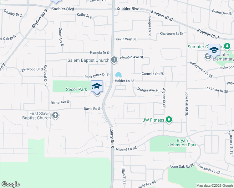 map of restaurants, bars, coffee shops, grocery stores, and more near 142 Rolling Hills Avenue Southeast in Salem