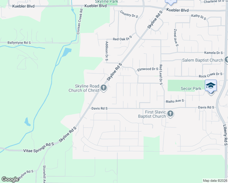 map of restaurants, bars, coffee shops, grocery stores, and more near 2336 Waln Creek Drive South in Salem