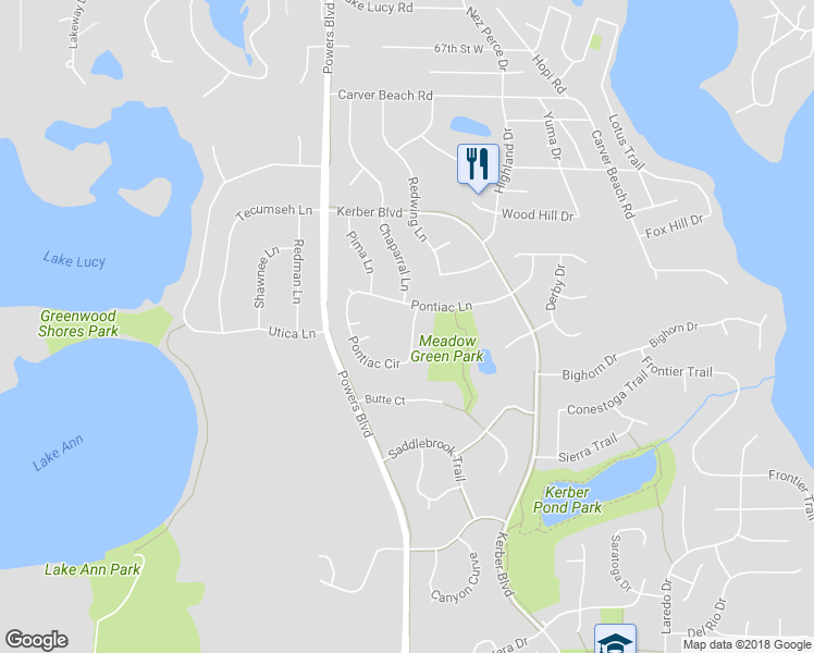 map of restaurants, bars, coffee shops, grocery stores, and more near 7102 Pontiac Circle in Chanhassen