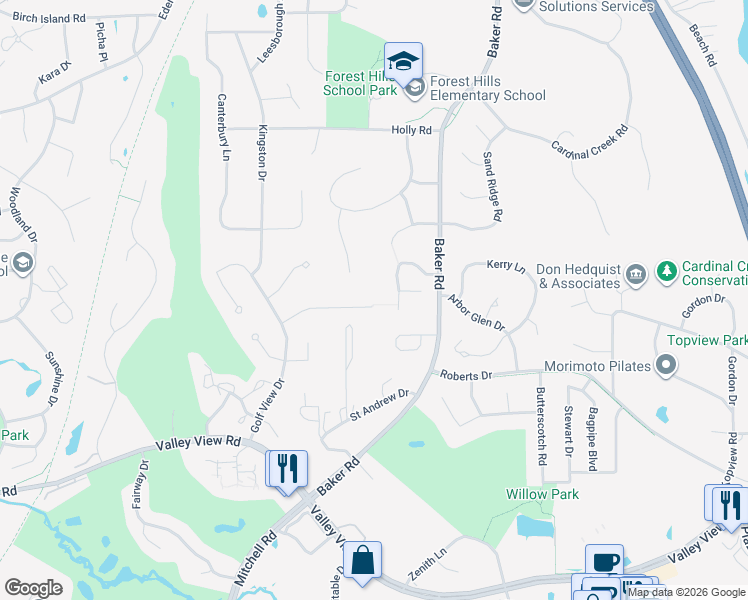 map of restaurants, bars, coffee shops, grocery stores, and more near 7025 Mariann Drive in Eden Prairie