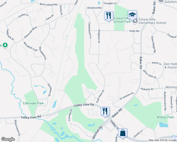 map of restaurants, bars, coffee shops, grocery stores, and more near 14324 Wedgeway Court in Eden Prairie