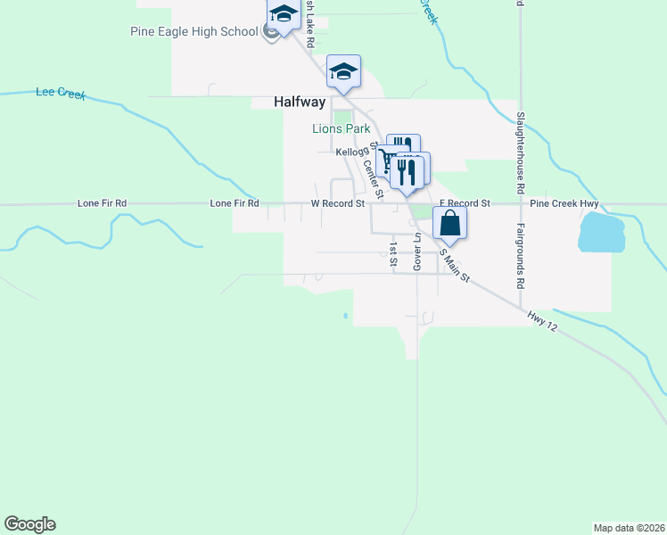map of restaurants, bars, coffee shops, grocery stores, and more near 238 West Dawson Street in Halfway