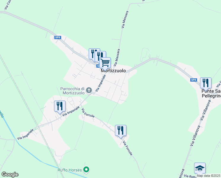 map of restaurants, bars, coffee shops, grocery stores, and more near 156 Via Carlo Goldoni in San Felice Sul Panaro