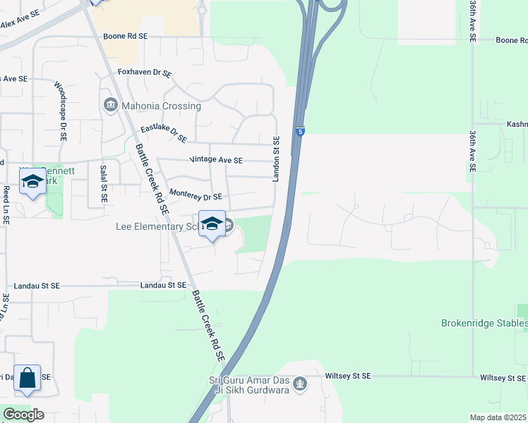 map of restaurants, bars, coffee shops, grocery stores, and more near 2936 Bastille Avenue Southeast in Salem