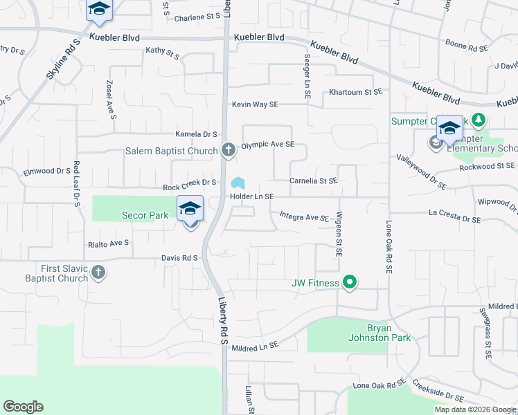 map of restaurants, bars, coffee shops, grocery stores, and more near 5529 Seeger Lane Southeast in Salem