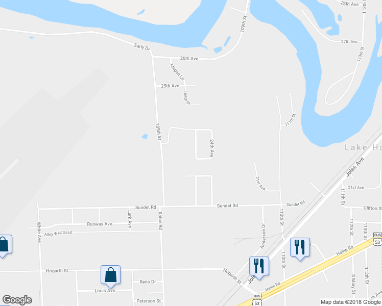 map of restaurants, bars, coffee shops, grocery stores, and more near 10678 24th Avenue in Eau Claire