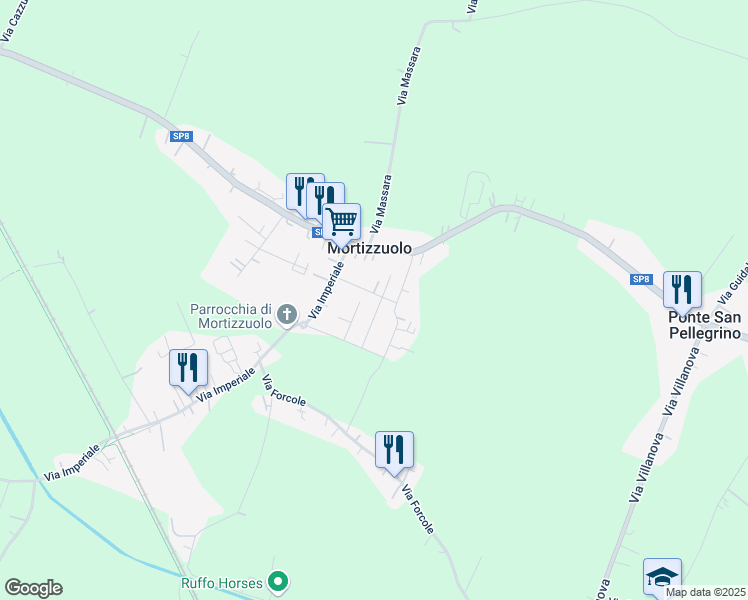 map of restaurants, bars, coffee shops, grocery stores, and more near 156 Via Carlo Goldoni in San Felice Sul Panaro