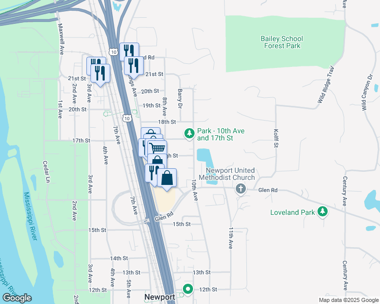 map of restaurants, bars, coffee shops, grocery stores, and more near 891 High Street in Newport