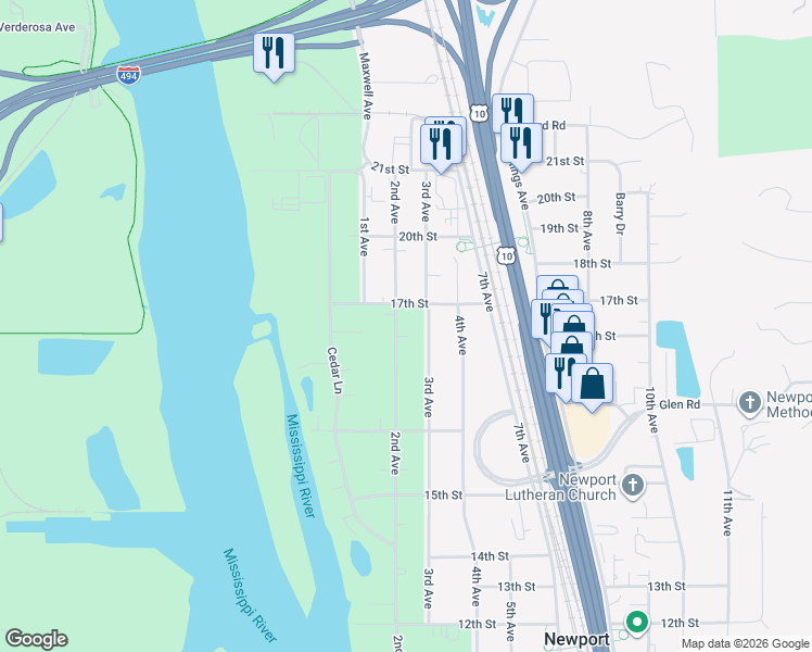 map of restaurants, bars, coffee shops, grocery stores, and more near 1683 3rd Avenue in Newport