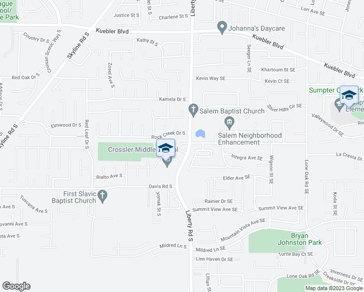 map of restaurants, bars, coffee shops, grocery stores, and more near 5506 Liberty Road South in Salem