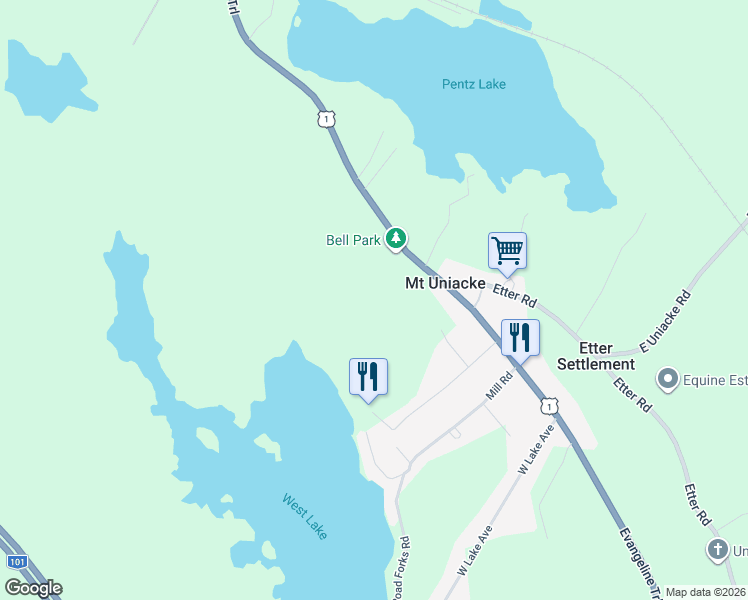 map of restaurants, bars, coffee shops, grocery stores, and more near in Mount Uniacke