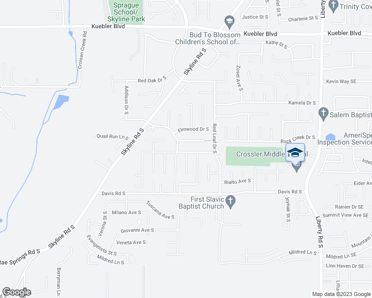 map of restaurants, bars, coffee shops, grocery stores, and more near 2059 Waln Creek Drive South in Salem