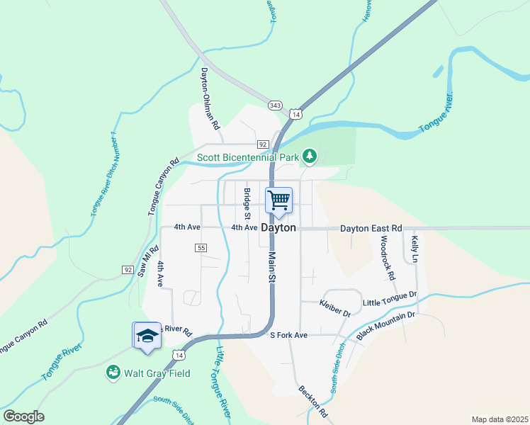 map of restaurants, bars, coffee shops, grocery stores, and more near 406 Main Street in Ranchester