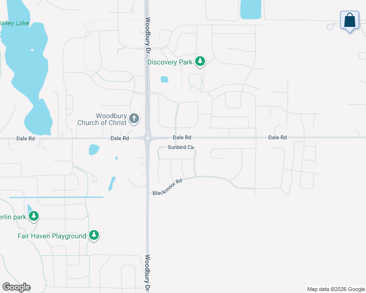 map of restaurants, bars, coffee shops, grocery stores, and more near 10035 Dale Road in Woodbury