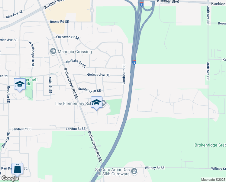map of restaurants, bars, coffee shops, grocery stores, and more near 2936 Bastille Avenue Southeast in Salem