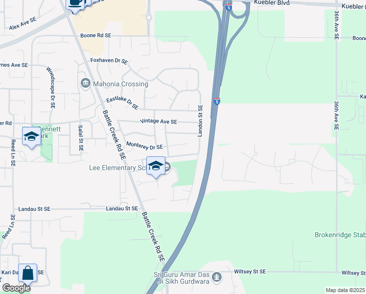 map of restaurants, bars, coffee shops, grocery stores, and more near 2936 Bastille Avenue Southeast in Salem