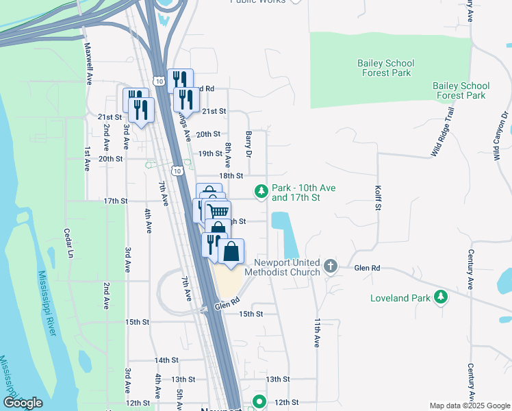 map of restaurants, bars, coffee shops, grocery stores, and more near 891 High Street in Newport