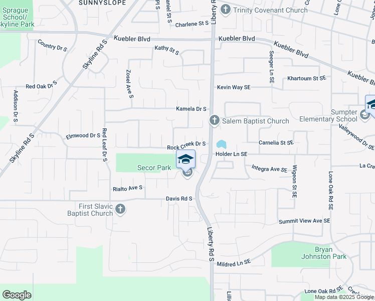 map of restaurants, bars, coffee shops, grocery stores, and more near 5533 Crossler Meadow Loop South in Salem