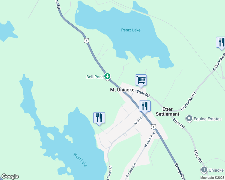 map of restaurants, bars, coffee shops, grocery stores, and more near in Mount Uniacke