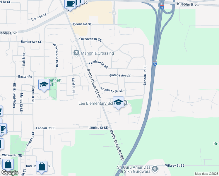 map of restaurants, bars, coffee shops, grocery stores, and more near 2687 Tahoe Avenue Southeast in Salem
