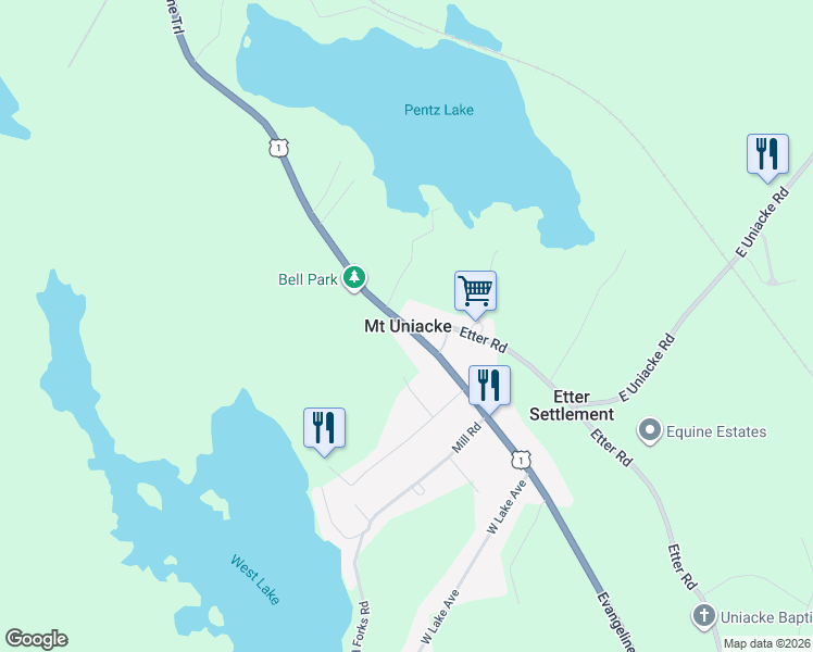 map of restaurants, bars, coffee shops, grocery stores, and more near in Mount Uniacke