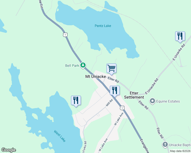 map of restaurants, bars, coffee shops, grocery stores, and more near in Mount Uniacke