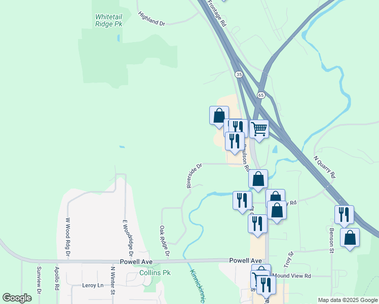 map of restaurants, bars, coffee shops, grocery stores, and more near 1477 Riverside Drive in River Falls
