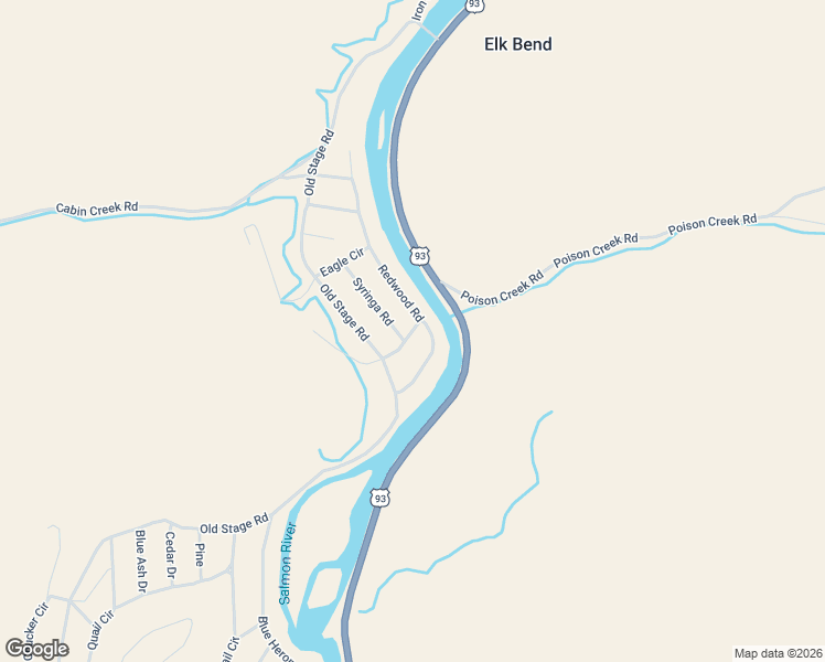 map of restaurants, bars, coffee shops, grocery stores, and more near 131 Redwood Road in Salmon