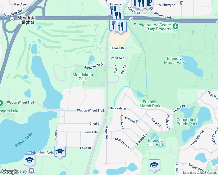 map of restaurants, bars, coffee shops, grocery stores, and more near 796 Hokah Avenue in Mendota Heights