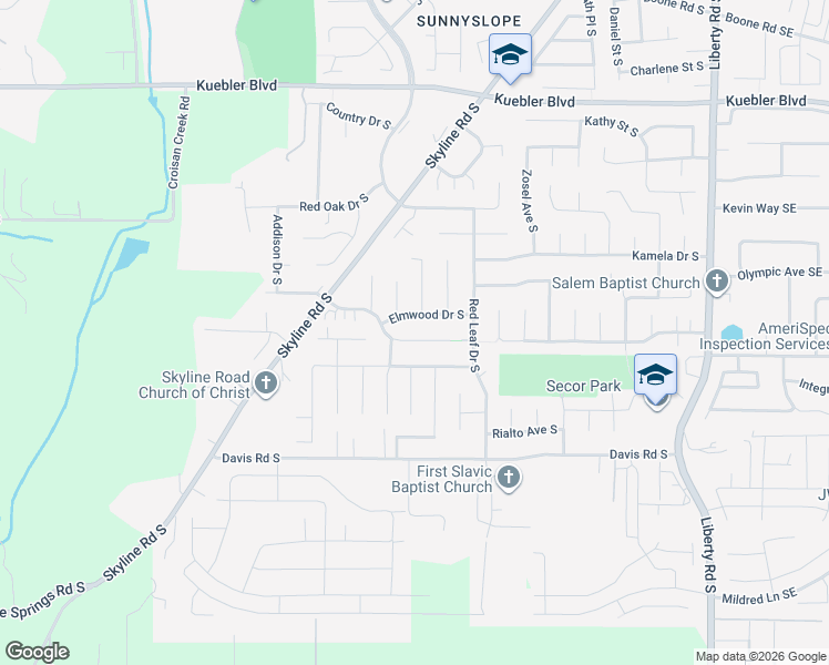 map of restaurants, bars, coffee shops, grocery stores, and more near 2057 Maplewood Court South in Salem