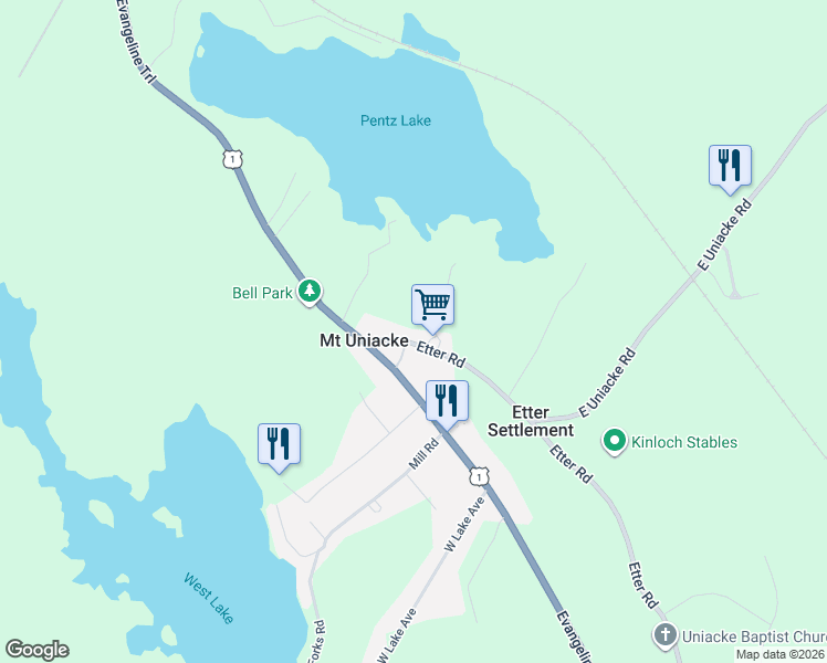 map of restaurants, bars, coffee shops, grocery stores, and more near 323 Etter Road in Mount Uniacke